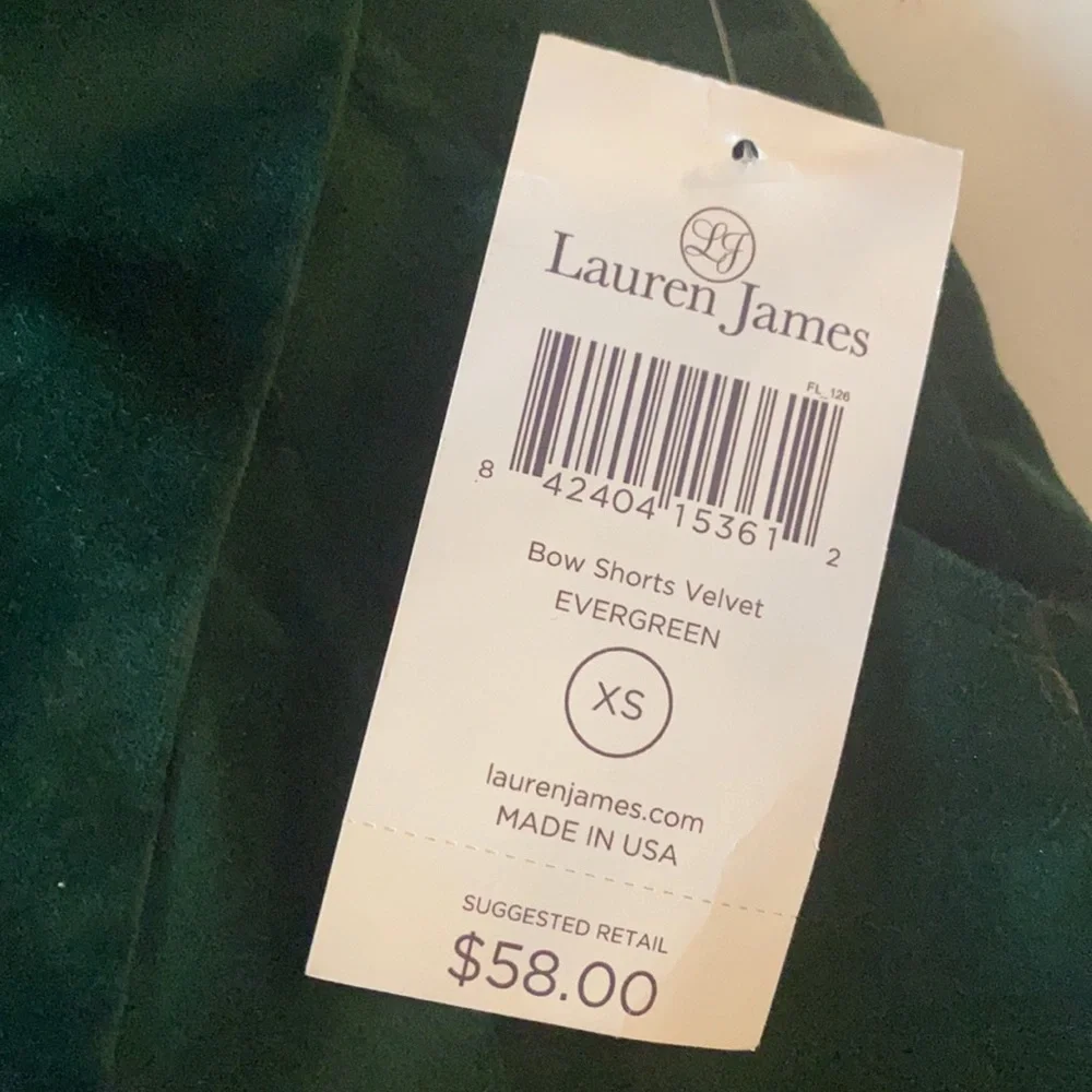 NWT Lauren James velvet bow shorts - Picture 3 of 3